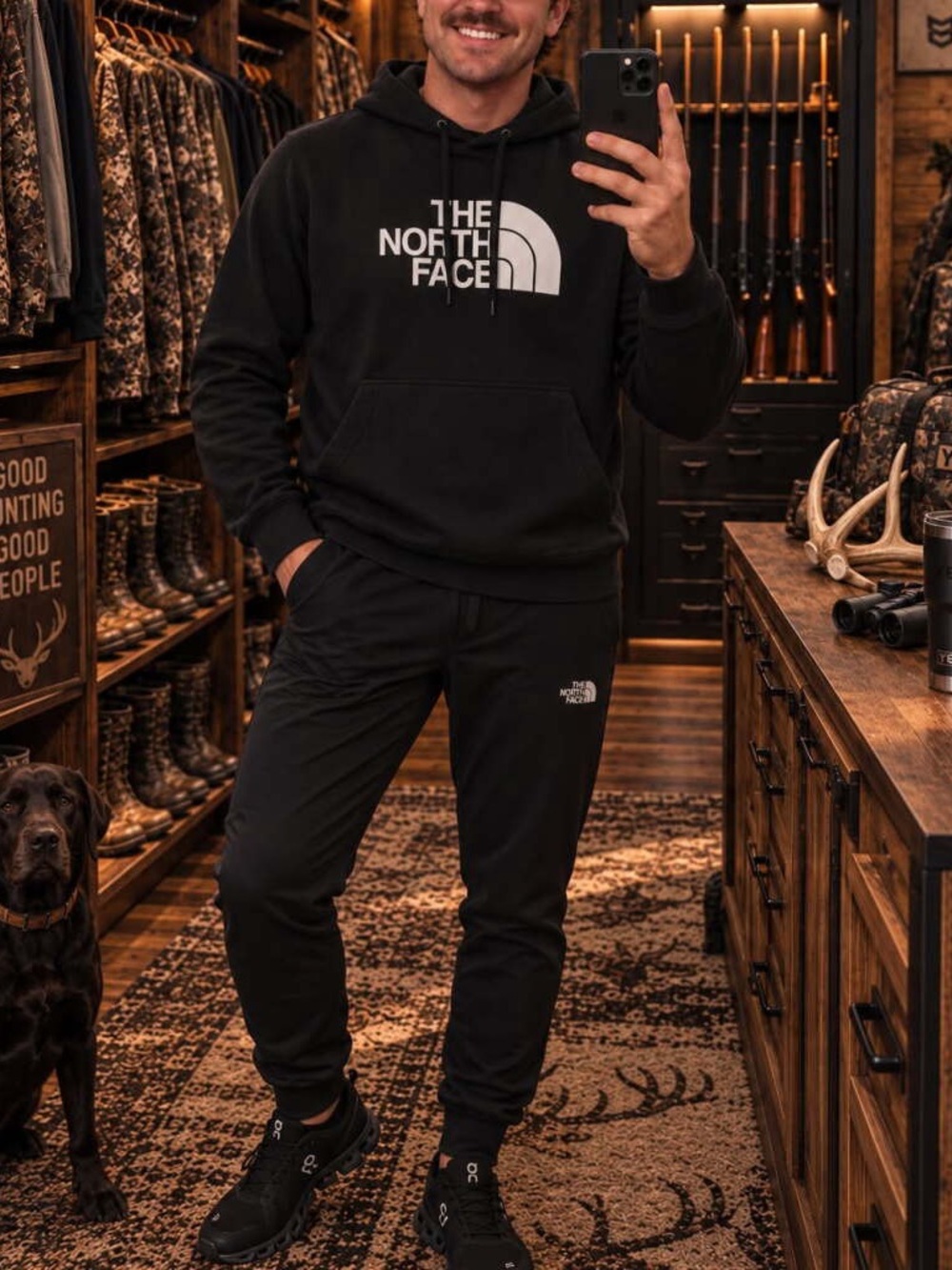 The North Face Mens Large Hooded Sweatshirt Black EUC